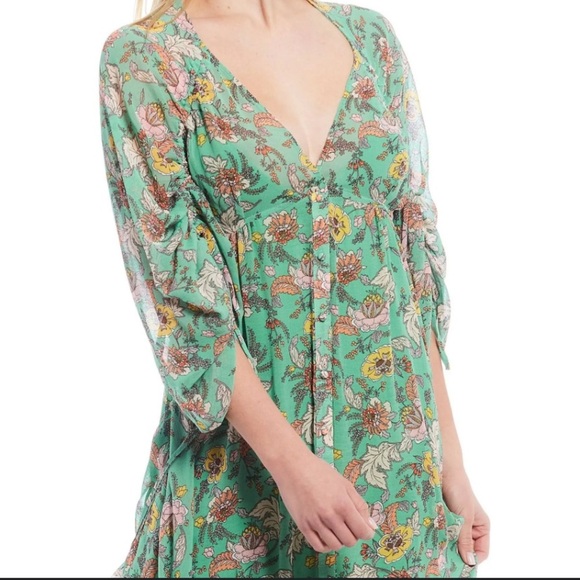 Free People Earthfolk green combo spring floral boho maxi dress - Picture 2 of 12